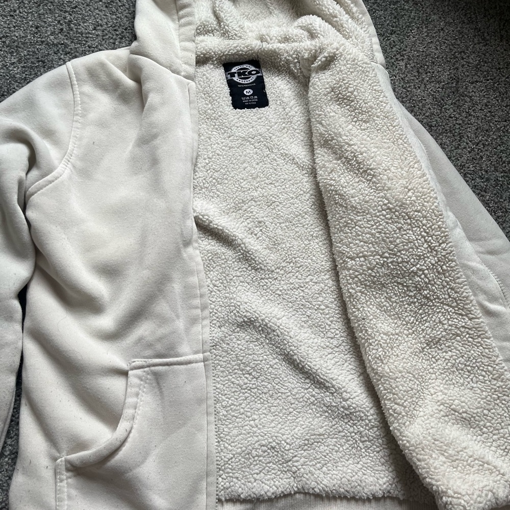 fuzzy zip up sweatshirt